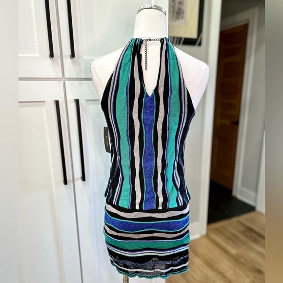 NWT Laundry by Shelli Segal Metallic Thread Halter Dress - Picture 5 of 11